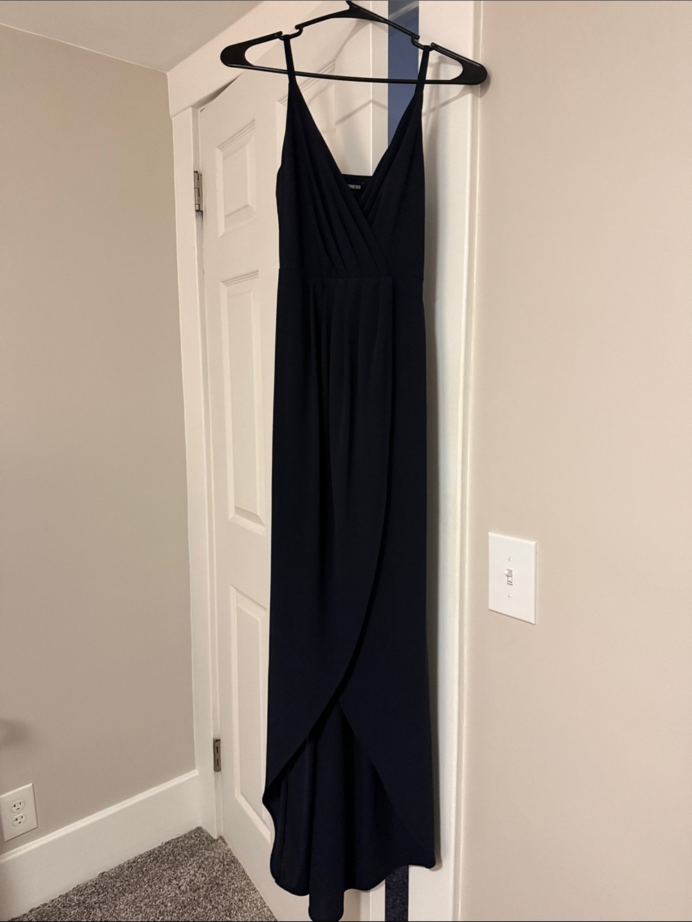 Express Navy V-Neck Wrap Maxi Dress